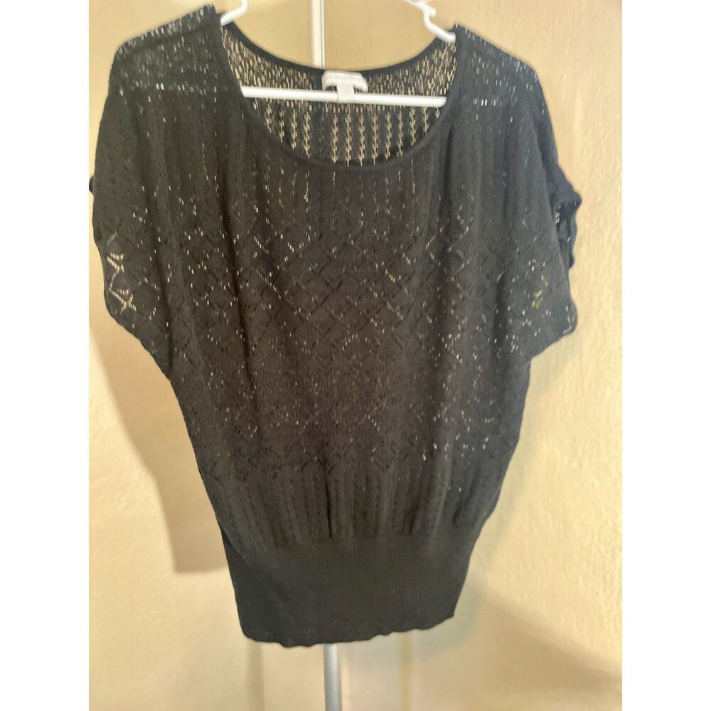 Crochet Black Sweater for Summer Size L